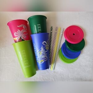 NWOT Starbucks Colorful Reusable Party Cup Set